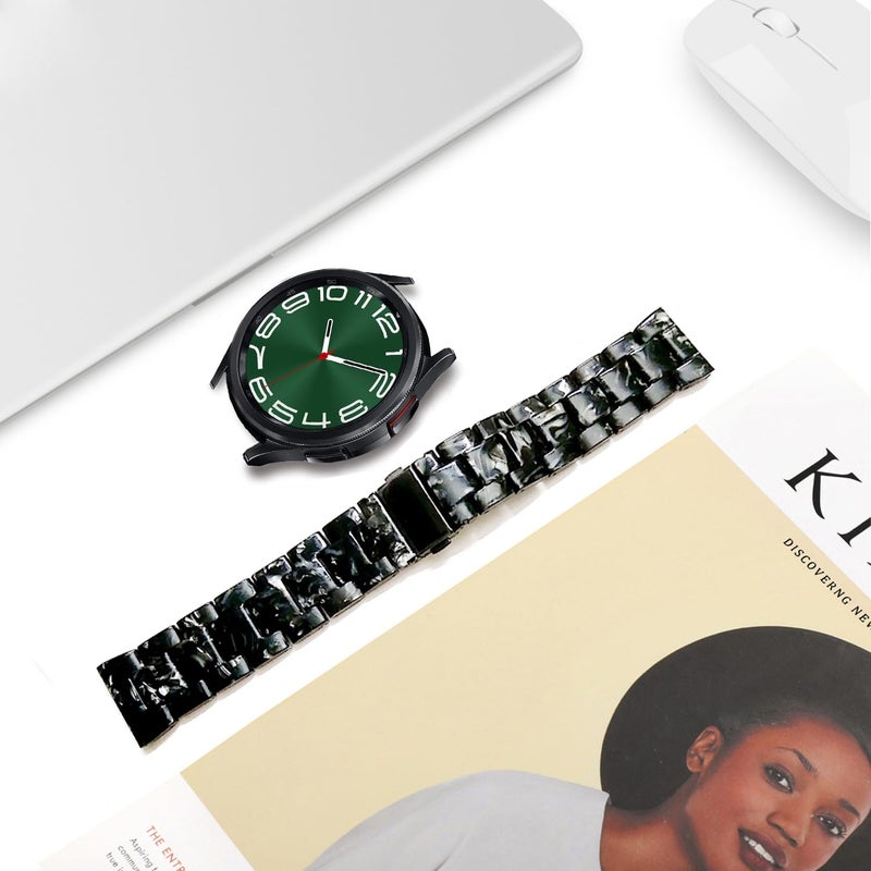 DEALELE Bands Compatible with Samsung Galaxy Watch 7 / FE / 6/6 Classic / 5/5 Pro / 4/4 Classic / 3 41mm / Huawei GT3 42mm, 20mm Colorful Resin Replacement Strap for Women Men (Black) - Image 4